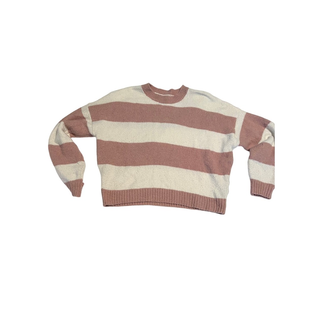 Hollister California‎ Striped Sweater Pink White Crewneck Size Medium
